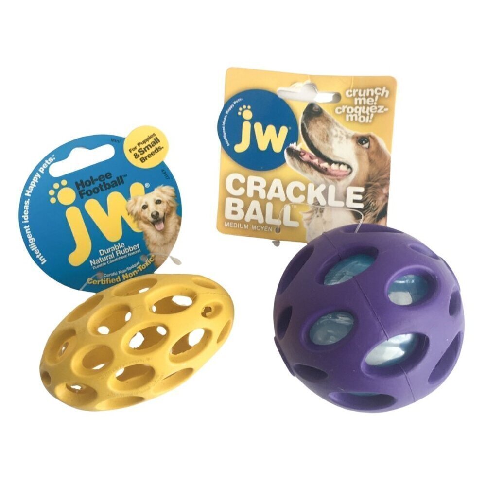 Dog Supplies - NEW JW Crackle‎ Ball (Medium) & Hol-ee Football (Mini)